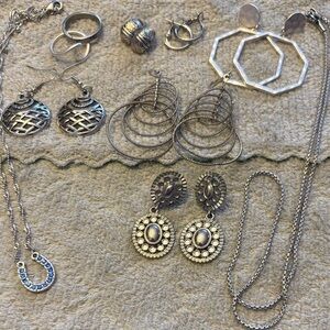 Silvertone earrings/ necklace lot